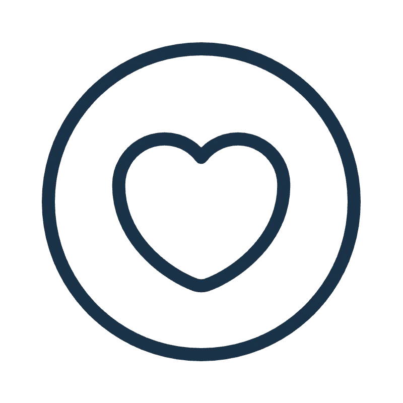 A simple heart icon within a circular outline, perfect for expressing love or affection.