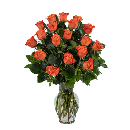 18 Orange Long Stem Roses