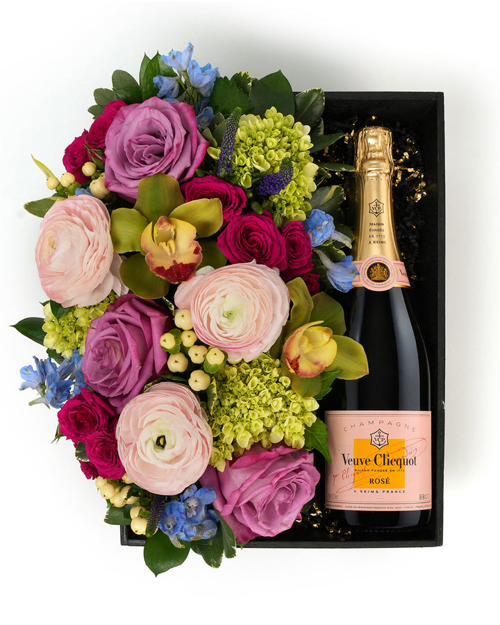 Flora Box Pastel Veuve Clicquot Rose