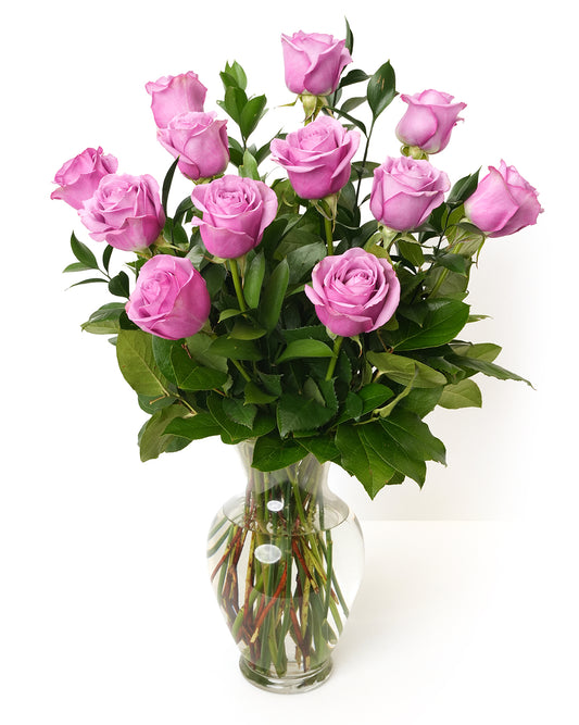 One Dozen Lavender Long Stem Roses