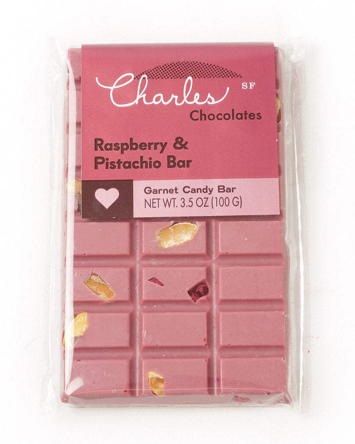 Raspberry and Pistachio Bar - Charles Chocolates